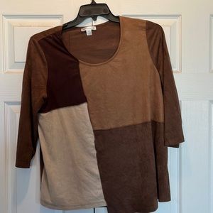 John Paul Richard Toffee suede shirt and skirt set